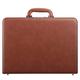 Hard Attache Bonded Leather Briefcases for Men Women/Slim Hard-sided Laptop Brief Case with Combination Locks - Brown