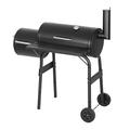 Laneetal Portable Charcoal Barbecue Smoker Grill Outdoor BBQ with Wheels, Fireplace thermometer on Lid and Worktop Black Metal Cylindrical Garden Oven