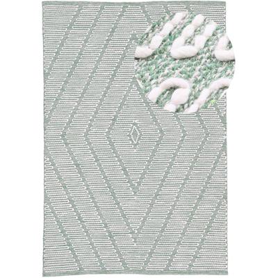 Teppich CARPETFINE "Kelim Durry, auch als Läufer", grün, B:80cm H:5mm L:150cm, Baumwolle, Teppiche, geometrisch, Hoch-Tief Effekt, handgewebt, reine Baumwolle, Fleckerl Image