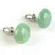 Boucles d'oreilles à tige demi-boule en aventurine verte naturelle plaquée argent pour femmes