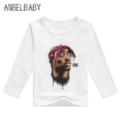 T-shirt à manches longues pour enfants vêtements imprimés Tupac 2pac Hip Hop Swag LKP287