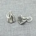 Breloques en argent Sterling 925 en forme de fleur de Lotus oxydé pour Bracelet et collier 4 pièces