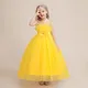 Robe longue en tulle jaune pour adolescentes vêtements de fête pour enfants vêtements de princesse