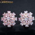 CWWcontre-contre-indiqué-Boucles d'oreilles en cristal pour filles Luxe Cubic Conia Rose Gold