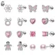 Boucles d'Oreilles en Forme de Tortue Rose pour Fille en Acier Inoxydable Papillon Fleur Mini