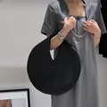 Firmranch-Sac à main rond de style noir foncé simple pour femme sac à main à matiques polyvalent