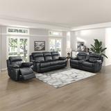 Latitude Run® 3-Piece Vegan Leather Manual Reclining Living Room Set Faux Leather in Black | 39.5 H x 88 W x 38.5 D in | Wayfair Living Room Sets