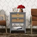 Bay Isle Home™ Master Classical Nightstand w/ 2 Rattan Drawers, Bedside Table w/ Storage, End Table Wood in Gray | 28 H x 22 W x 15.7 D in | Wayfair
