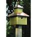 Pinion Green Birdhouse with White / Bright Copper Roof and Rooster Top - 12"W x 12"D x 20"H