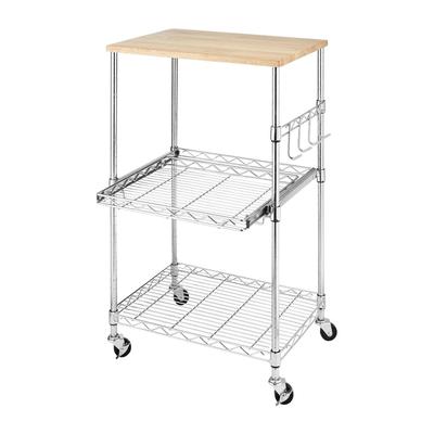 Sturdy Metal Kitchen Microwave Cart with Adjustable Shelves and Locking Wheels - 16"D x 22.5"W x 34"H