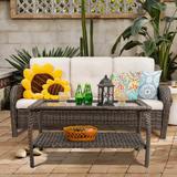 Cozywor Wicker Outdoor Lounge Sofa Couch with Cushions and Table