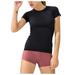 Workout Clothes Womens Athletic Quick-dry Tee Tight Running Sport T-shirts Short Sleeve Slim Fit Solid Yoga Top