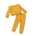 YFPWM Baby Girl Clothes Set Toddler Kids Girls Tracksuits Set Solid Color Crewneck Long Sleeve Sweatshirts Elastic Waistband Pants Two Piece Yellow 5-6 Years