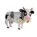 Lamuusaa Daisy Cow Garden Statue with Solar Lamp Floral Hollow Out Dairy Cow Shaped Resin Artware Waterproof Outdoor Garden Lawn Stakes Yard Art Garden Decor Ornament