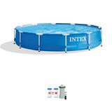 Intex 12 x 30 Metal Frame Above Ground Swimming Pool with Filter Pump