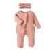 Footed Jumpsuit Ribbed Solid Boys Girls 2PCS Outfits Romper Headband Clothes Baby Set Boys Romper Jumpsuit Toddler Baby Boy Clothes Summer Baby Pajamas Baby Bodysuit Boy Zipper Baby Boy Romper