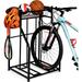 4 Bike Stand Rack with Storage â€“ Great for Parking Road Mountain Hybrid or Kids Bikes â€“ Garage Organizer - Helmet - Sports Storage Station Black