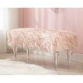 Guyou Modern Faux Fur Entryway Bench Upholstered Ottoman Bench with Clear Acrylic Legs Furry End of Bed Accent Bench Stool for Living Room Bedroom Pink