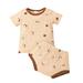 ASEIDFNSA Girls Belted Dress New Born Girl Outfits for Pics 3M-24M Boys Moon Girls Shorts T-Shirt Star Sun Tops Ribbed Sleeve Short Outfits Baby Printed Girls Outfits&Set