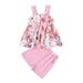 ASEIDFNSA Baby Girls Short-Sleeve Tee Dress Juniors Clothes for Teen Girls Bow Girls Sleeveless Set Baby Outfit Flower Print Backless Kids Tops+Shorts Girls Outfits&Set