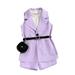 YFPWM Infant Baby Girl Clothes Baby Girl Outfits Baby Girls Fall Winter Long Sleeve Turndown Collar Set Trousers With Belt Bag Baby Fashion Suit Purple 6 Years