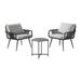 Andover All-Weather Outdoor Conversation Set with Two Rope Chairs and 18 H Cocktail Table