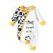 ASEIDFNSA Toddler Boy Easter Outfit 2T Toddler Linen Romper Toddler Kids Girls Boys Cartoon Cow Letters Prints Long Sleeves Romper Jumpsuit Outfits