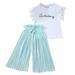 LBECLEY Sweats for Teen Girls Children Outfits Pants Letter Shirt T Tops+Ruffle Girls Loose Baby Kids Girls Outfits&Set Girls Size 8 Clothes Cute Green 140