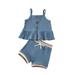 ASEIDFNSA Baby Girl Clothes Summer Outfits Set Ruffle Clothes for Girls 2T Tops Solid Baby Dress Stripe Shorts Outfits Set Girls Suspenders Girls Outfits&Set