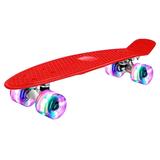 Rofft Mini Cruiser Penny Skateboard with LED 2 Wheels Ride- Red