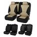 JahyElec Car Seat Covers 9Pcs/5 Seat Waterproof PU Leather Auto Seat Protectors Set Universal Car Interiors Fit for Most Sedans SUV Pick-up Truck(Beige)