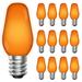 Luxrite 12-Pack C7 LED Orange Replacement Light Bulbs for String Lights 0.5W Colored Bulb Enclosed Fixture Rated UL E12 Indoor Outdoor