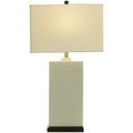 DecMode 31 Fluted Base White Table Lamp with Cream Cotton Shade