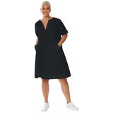 Plus Size Women's Y-Neckline Dress by Soft Focus in Black (Size 18 W)