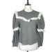 Anthropologie Tops | Anthropologie Othilia Corsica Gray 100% Cotton Ruffled Eyelet Lace Sweatshirt | Color: Gray/White | Size: S