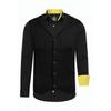 Langarmhemd RUSTY NEAL, Herren, Gr. L, EURO-Größen, schwarz (schwarz, gelb), 60% Baumwolle, 37% Polyester, 3% Elasthan, mehrfarbig, casual, Langarm, Hemden, inklusive Langarmhemd und Weste