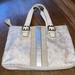 Coach Bags | Coach - Y2k Metallic C And Leather Small Tote Handbag | Color: Cream/Silver | Size: Os