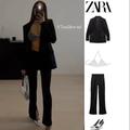 Zara Jackets & Coats | Blogger's Fave! Zara Suit Set Satin Ruched Blazer And Pants Black Nwt | Color: Black | Size: Various