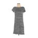 Ann Taylor LOFT Casual Dress - Shift Crew Neck Short sleeves: Gray Marled Dresses - Women's Size X-Small