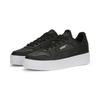 Sneaker PUMA "Carina Street Sneakers Damen", Gr. 38.5, schwarz-weiß (schwarz rose gold weiß metallic), Obermaterial: Kuhleder, Synthetik; Futter: Textil, Synthetik; Innensohle: Textil; Laufsohle: Gummi, Schuhe
