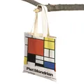 Piet Mondrian-Sac à main de shopping en toile réutilisable pour femme fourre-tout à double