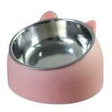 Anvazise Pet Bowl Cat Face Shape Oblique Design Stainless Steel Cat Feeding Supplement for Home Pink M
