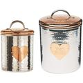 Amici Pet Rosie Silver/Rose Gold 38 & 104 oz Metal Treats Canisters Set Stainless Steel