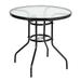 Patio Round Dining Table Tempered Glass Steel Frame Dining Table for Pool Yard Garden Indoor Outdoor Dining Table