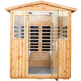 71 Inch Large Wooden Far Infrared Sauna Room for 4 Person With 8 Low EMF Heaters and LCD control panel Indoors Outdoors Sauna Heater For Relax Relieve stress