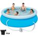 Inflatable Swimming Pool for Family with Filter Pump Air Pump 10 FT Above Ground Pools for Adults Easy Set Round Swimming Pool for Backyard