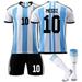 Argentina No.10 Messi Jersey (22 Yards) Argentina Soccer Jersey 2022 Messi Shirt Short Sleeve Football Kit Football Fans Gifts For Kids/Adult