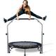 BCAN 40/48 Foldable Mini Trampoline Max Load 330lbs/440lbs Fitness Rebounder with Adjustable Foam Handle Exercise Trampoline for Adults Indoor/Garden Workout 48-inch 48-Black