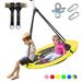 Hishine 43 700LBS Saucer Tree Swing for Kids Waterproof Flying Saucer Swing with A Swivel Hanging Straps Adjustable Ropes Round Mat Spinner Swing for indoor/playground swing set Yellow