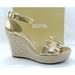 Michael Kors Shoes | Michael Kors Bella Wedge Espadrille Sandals Metallic Leather Pale Gold | Color: Gold | Size: Various